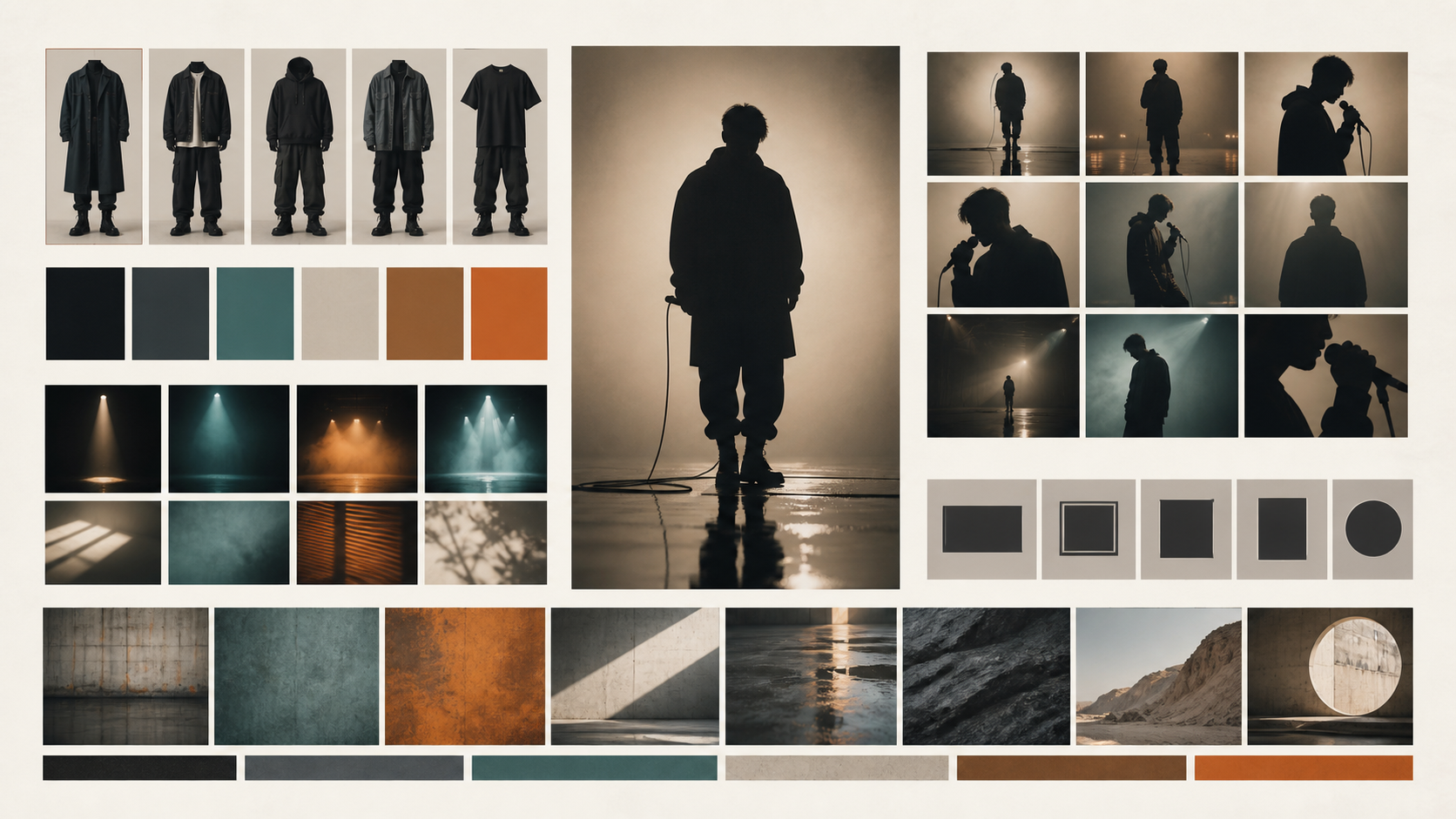 Uma bíblia visual de videoclipe organiza figurino, cores, luz, enquadramento e texturas ao redor de um artista anônimo.